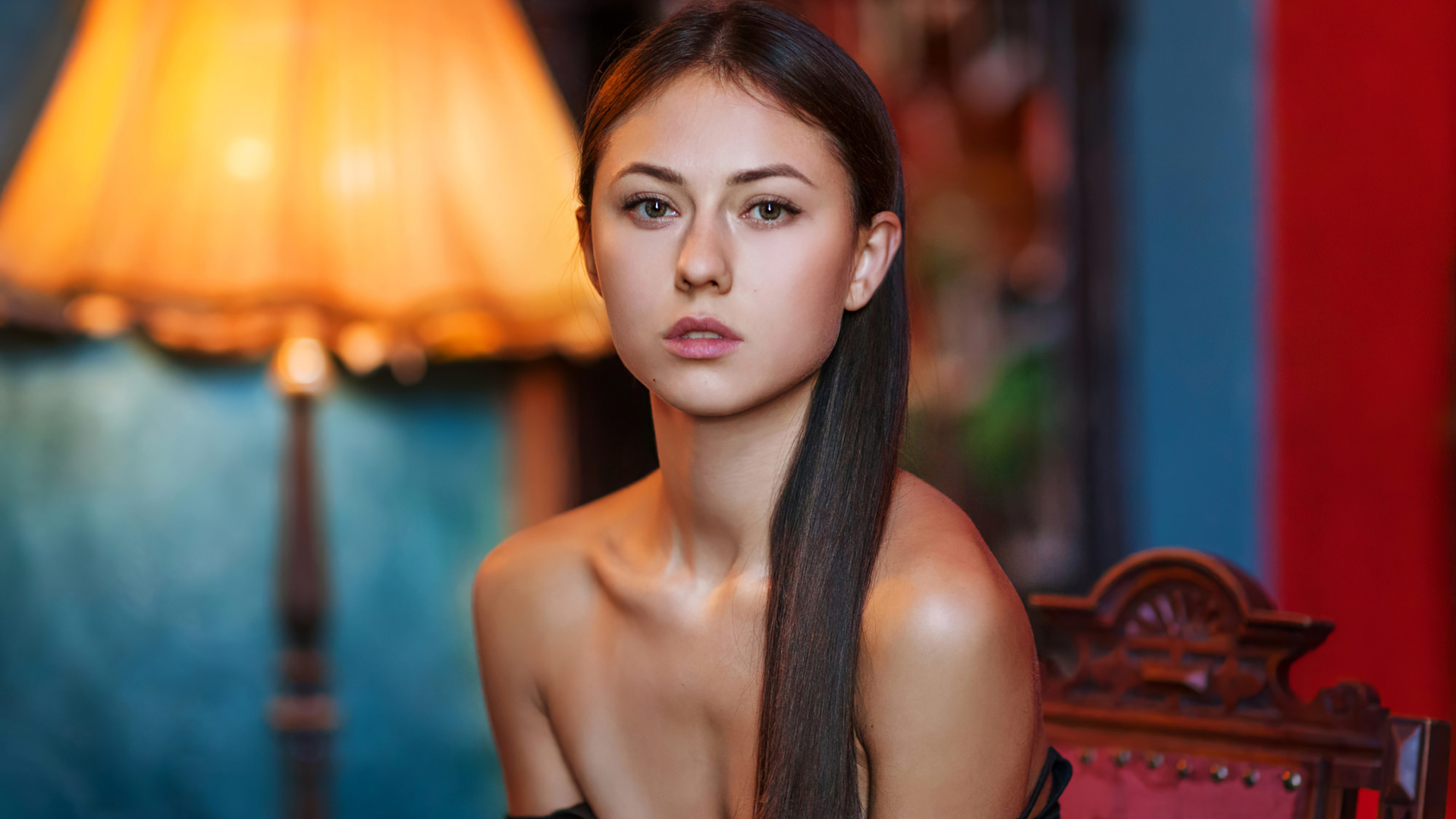Women Catherine Timokhina Maxim Maximov Long Hair Chair Lamp Women Indoors Face