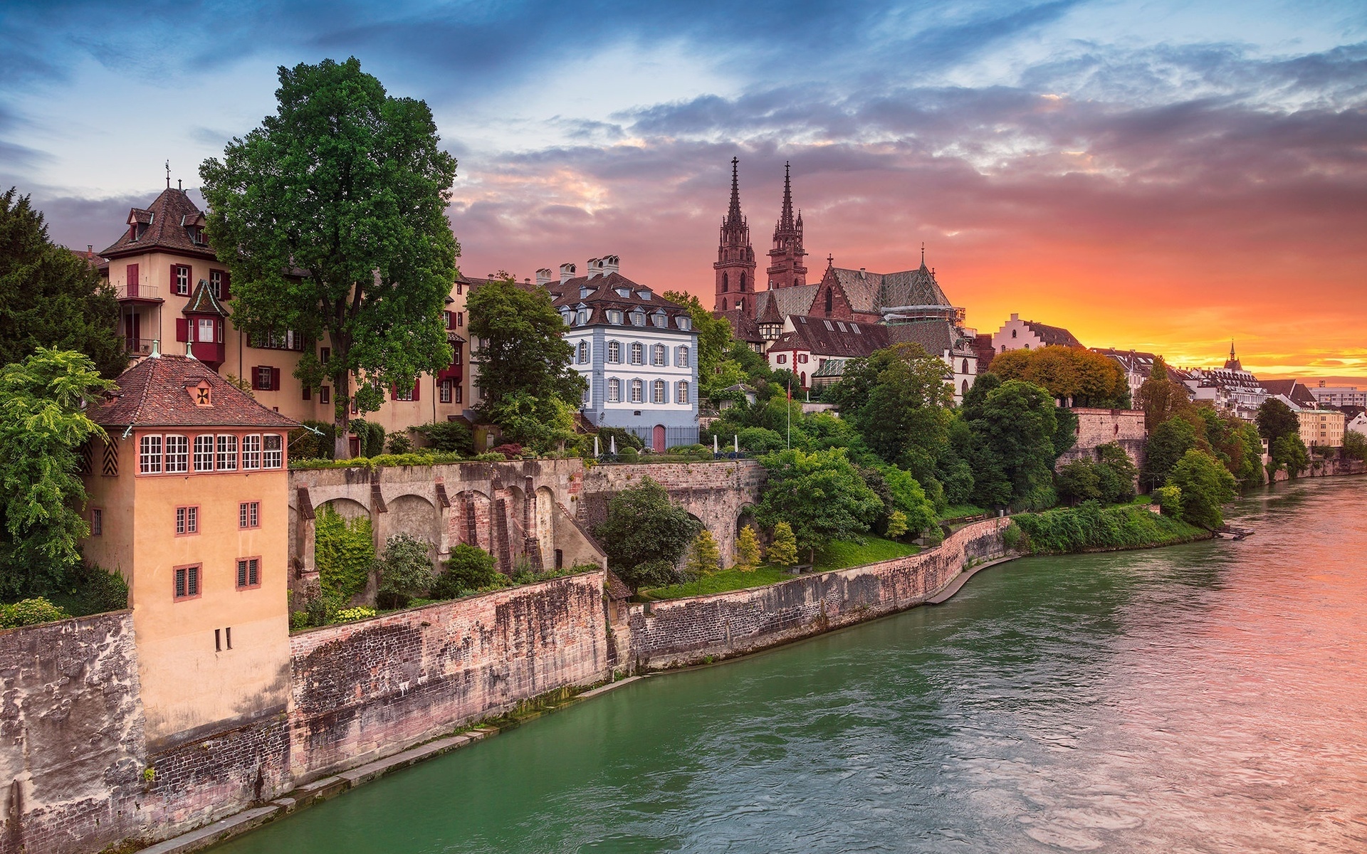 Река Рейн Швейцария Базель