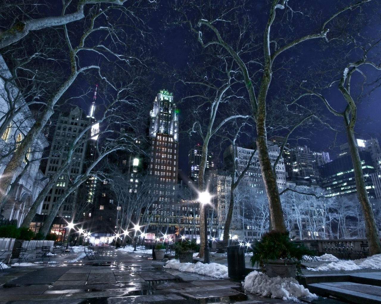 Нью Йорк зима ночь