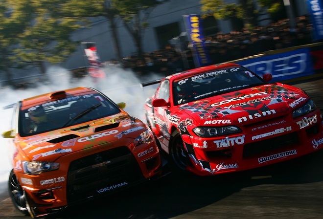 Drift, nissan-silvia, mitsubishi-evolution, vs