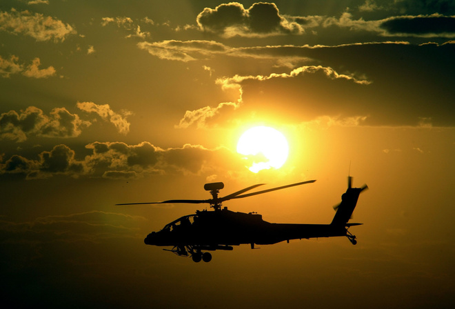 apache, , sunset, , Helicopter