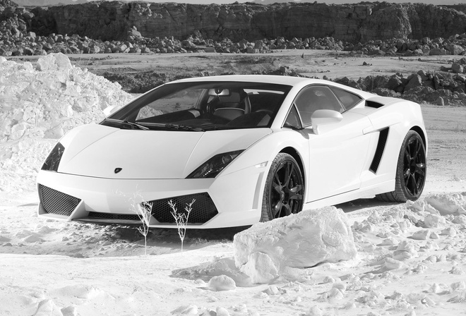 Lamborgini, gallardo, cars, snow