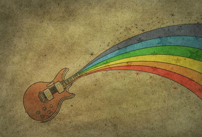 , , guitar, rainbow, 