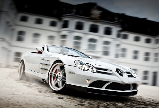 mercedes-benz slr roadster mclaren, Brabus exclusive sport program, white auto