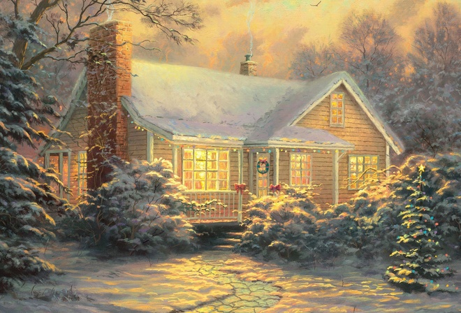 christmas decoration, christmas cottage, , Thomas kinkade, , 