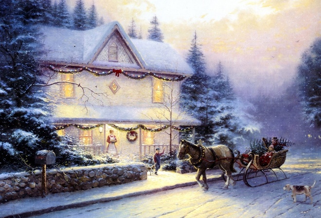 christmas, victorian christmas iv, thomas kinkade, holiday, , Picture