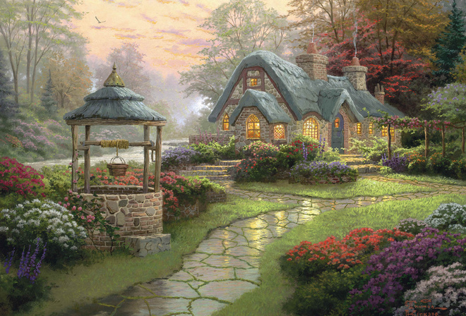 thomas kinkade, , , , , make a wish cottage