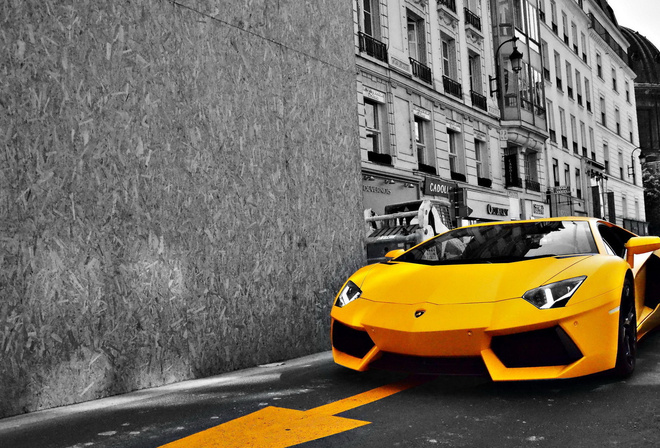 Lamborghini, Aventador, yellow