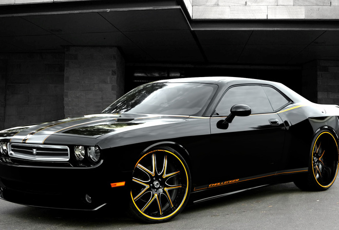 dodge challenge, black, car