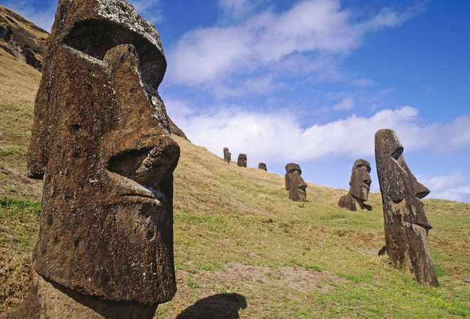 Moais at Rano Raraku Quarry, Easter Island, Chile