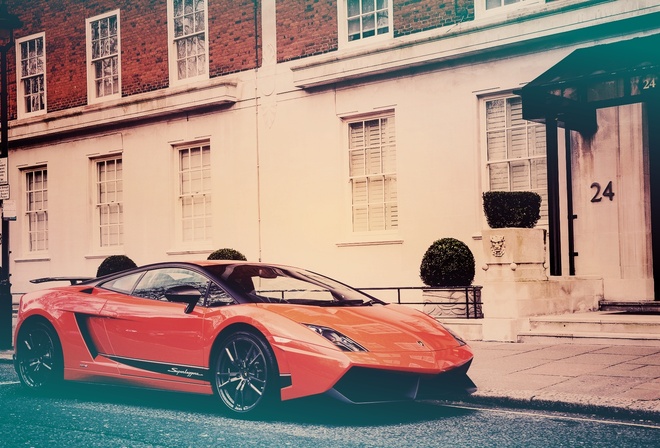 lambo, orange, house