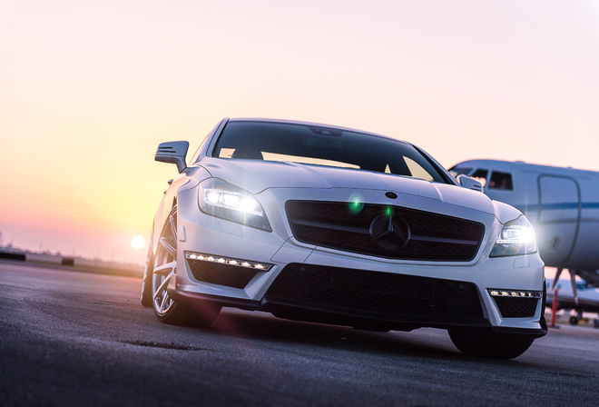 front, renntech, c218, Mercedes-benz, cls-klasse, white,  , cls 63