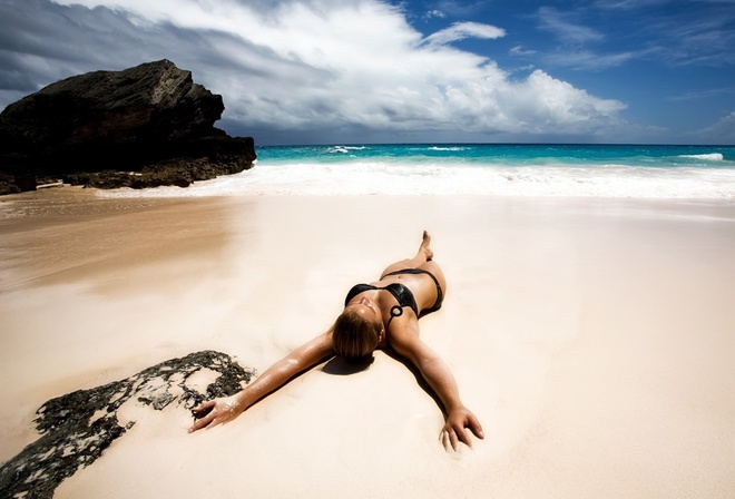 beach, model, bikini, girl