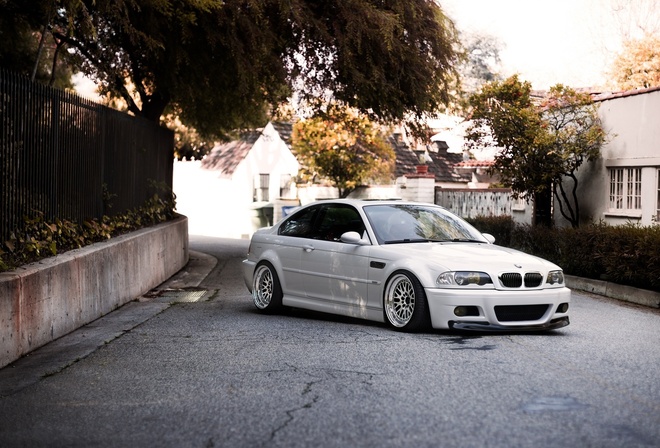 bmw, m3, e46, white, wheels, sky, building, , , , , , , , , 