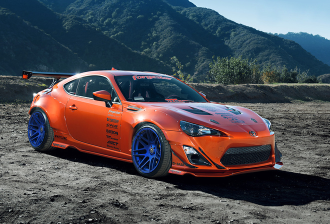 fr-s, 86, orange, tuning, Toyota, mountain, style, rims, scion, spoilers, wheels, widebody