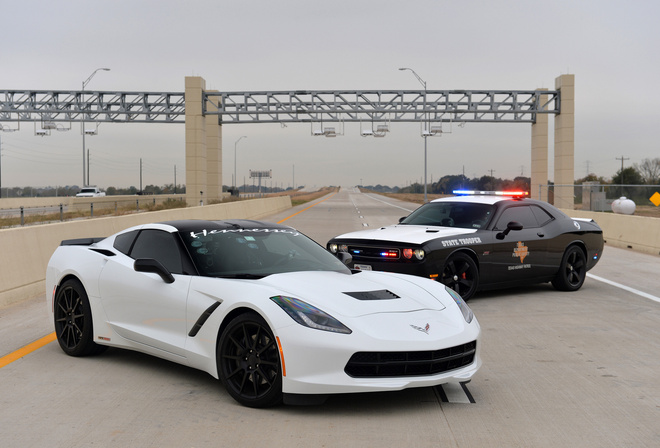 Chevrolet, Corvette, Stingrey, hennesey, Dodge, Challenger SRT, police car