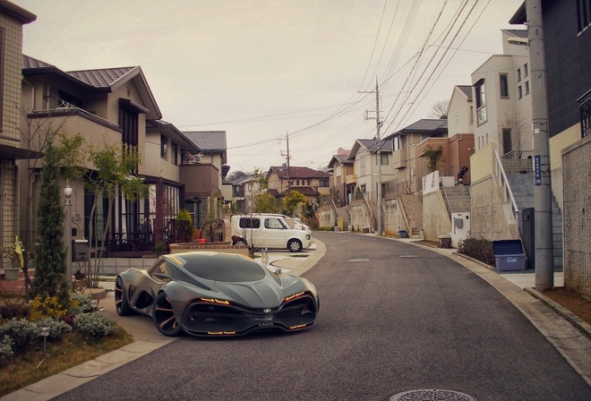 Lada, Raven, Concept, 2014, Car, Supercar, Street, Houses, , , , , , , 