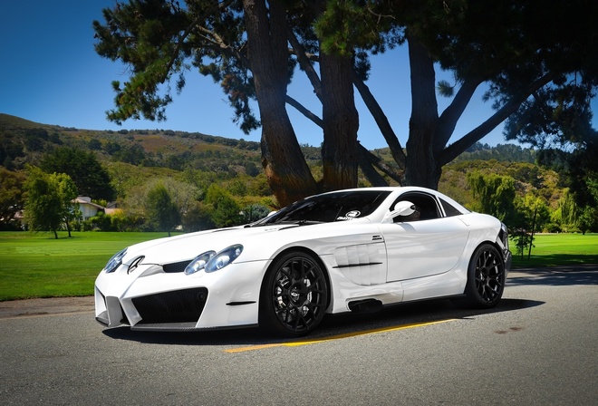 mercedes benz, white, slr mclaren, mansory,  ,  