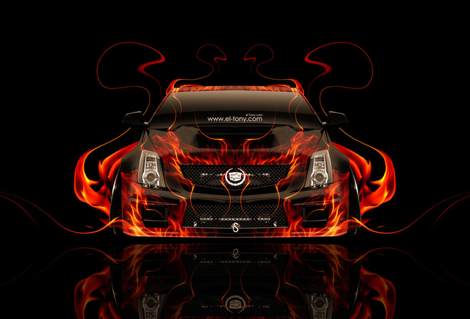 Tony Kokhan, Cadillac, Fire, Car, CTS-V, Hennessey, Tuning, Front, Orange, Black, Abstract, el Tony Cars, Wallpapers,  , , , , , , , ,  , , , 2014