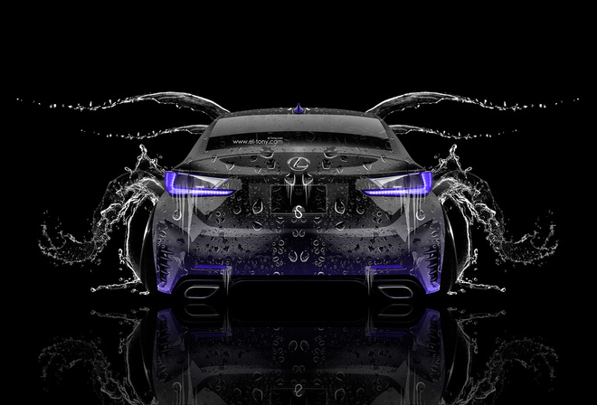 Tony Kokhan, Lexus, RC350, Water, Car, Back, Black, Violet, Neon, el Tony Cars, Photoshop, Style, HD Wallpapers,  , , , ,  350,  , , , , , , , , , , 2014