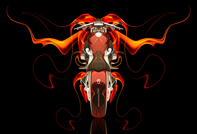 Tony Kokhan, Moto, Bike, Fire, Abstract, Orange, Black, Chopper, el Tony Cars, Photoshop, HD Wallpapers,  , , , , , , , , , ,  , , , 2014