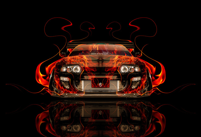 Tony Kokhan, Toyota, Supra, Fire, Car, Tuning, JDM, Orange, Black, Abstract, el Tony Cars, Photoshop, HD Wallpapers,  , , , , , ,  , , , , , , , , , 2014