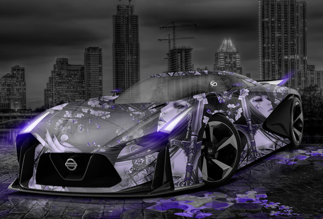 Обои Tony Kokhan Nissan GTR Concept el Tony Cars Anime Girl Aerography City Car