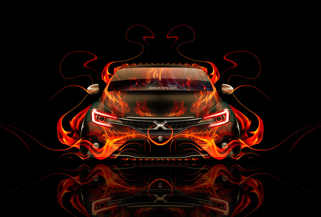 Tony Kokhan Toyota Mark X Jdm S Fire Car Abstract Orange Black El Tony Cars