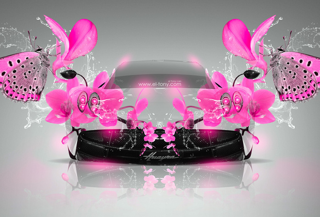 Tony Kokhan, Pagani, Huayra, Fantasy, Flowers, Butterfly, Water, Pink, Colors, Glamour, el Tony Cars, Photoshop, Design, Art,  , , , , , , , , , , , , , , , 