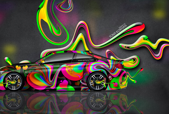 Tony Kokhan, BMW, M4, Side, Super, Plastic, Car, Aerography, Multicolors, Neon, Coupe, Style, Design, Art, el Tony Cars, Photoshop, HD Wallpapers,  , , , ,  , 4, , ,  , , , , 