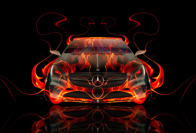 Tony Kokhan, Mercedes-Benz, Front, Fire, Abstract, Car, Flame, Orange, Black, Coupe, Mercedes, el Tony Cars, HD Wallpapers, Design, Art, Style,  , , , -, ,  , , , , , , 