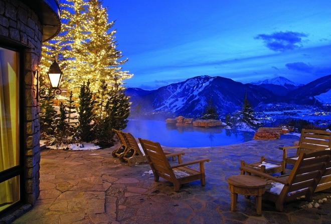 mountain, dinner, water, view, sky