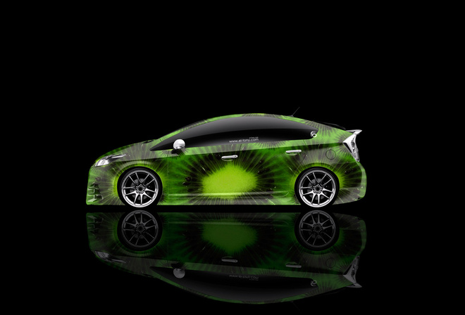 Tony Kokhan, Toyota, Prius, Hybrid, Kiwi, Fruit, Green, Aerography, HD Wallpapers, Design, Art, Style,  , , , , , , , , , , , , , , , , 2014