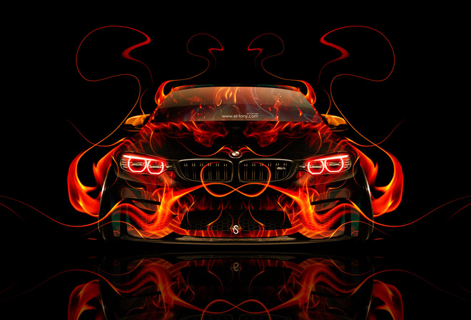Tony Kokhan, BMW, M4, Fire, Car, Front, Tuning, Orange, Abstract, Flame, Black, el Tony Cars, Photoshop, Design, Art, Style, HD Wallpapers,  , , , 4, ,  , , , , , , , , , , 