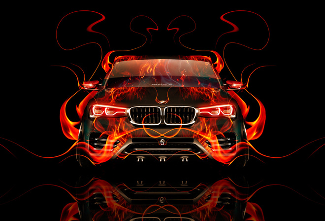 Tony Kokhan, BMW, X4, Fire, Car, Front, Orange, Flame, Black, Abstract, el Tony Cars, Photoshop, Design, Art, Style, HD Wallpapers,  , , , 4,  ,  , , , , , , , , , 