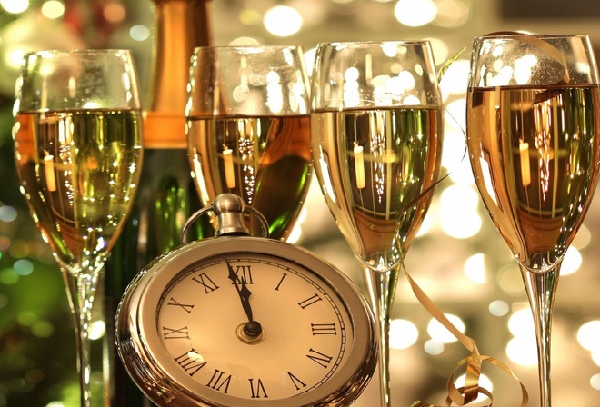 new year, wine, clock, drink