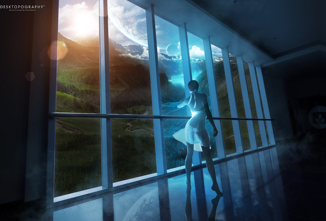 Fantasy world, window, girl,  , , , , , , , , 