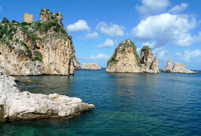 ocean, rock, water, sky, sea