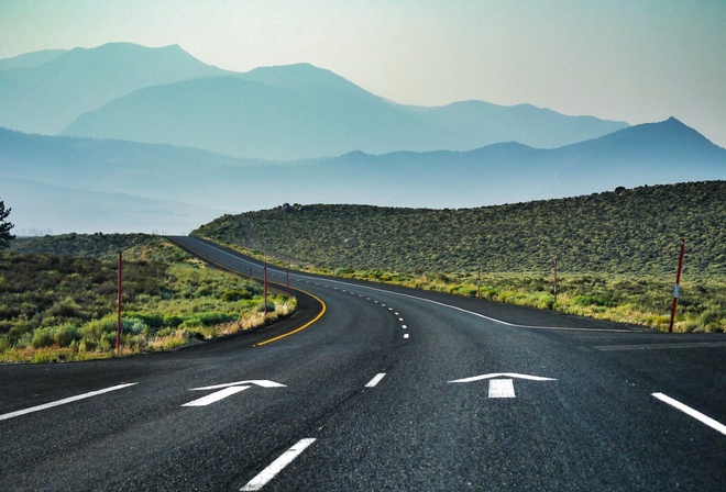 higway, road, mountain, sky