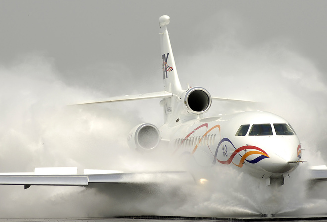 plane, white, falcon900, wings