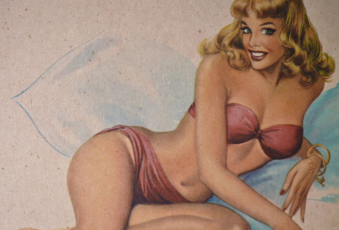, pin-up, , , , , , , girl, picture, retro, blonde, smile, look, body