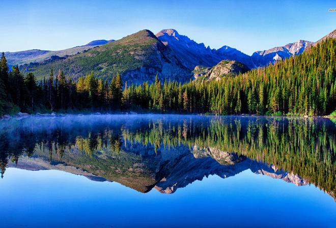 lake, reflextion, summer, mountain, tree