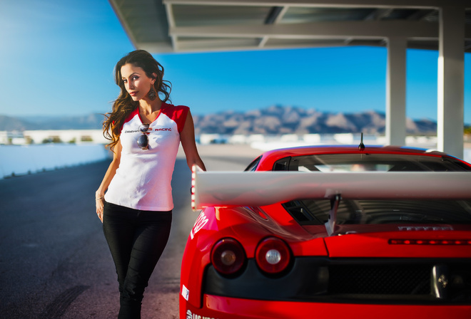 Janice Kakish, Dream, Racing, Model, Girl, Beauty, Supercar, Ferrari, F430, Red
