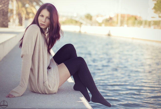 Ophlie, Beauty, France, Model, Nature, Port, Redhead, Water