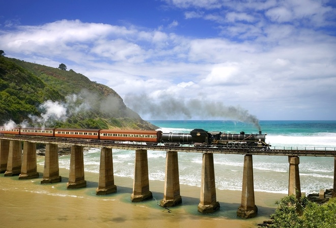 rail, way, train, bridge