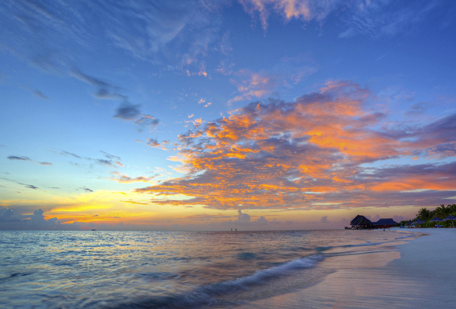 sunset, sky, Maldives, landscape