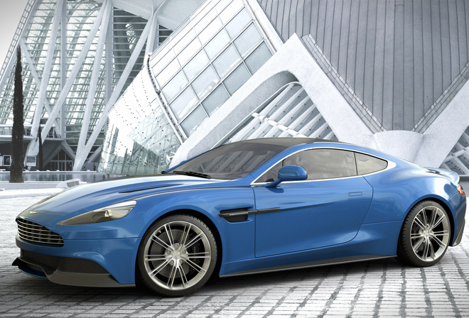 aston martin, vanquish, blue