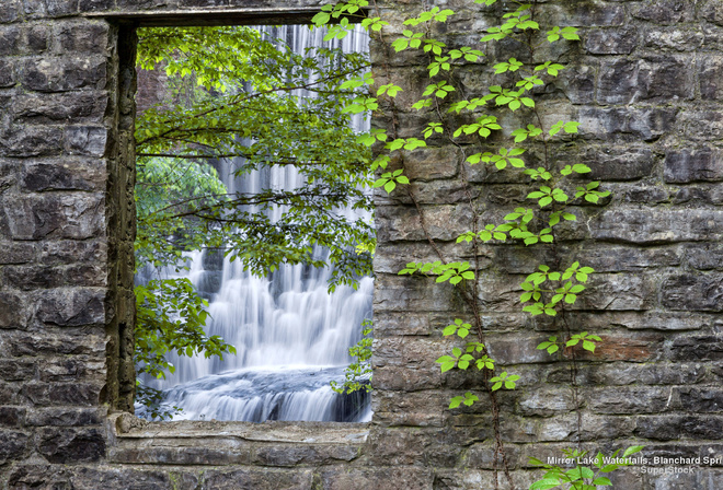 Waterfall, Nature, Landscapes, Wall, Stones, Leaves, Vines, Arkansas, U.S