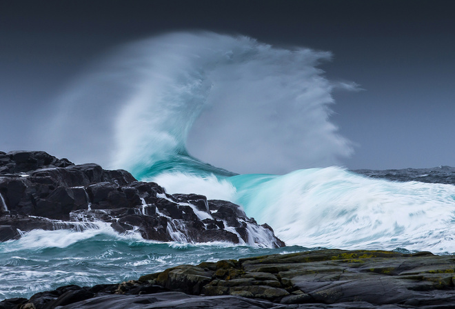 nature, lanscape, seascape, storm, waves, water, sea