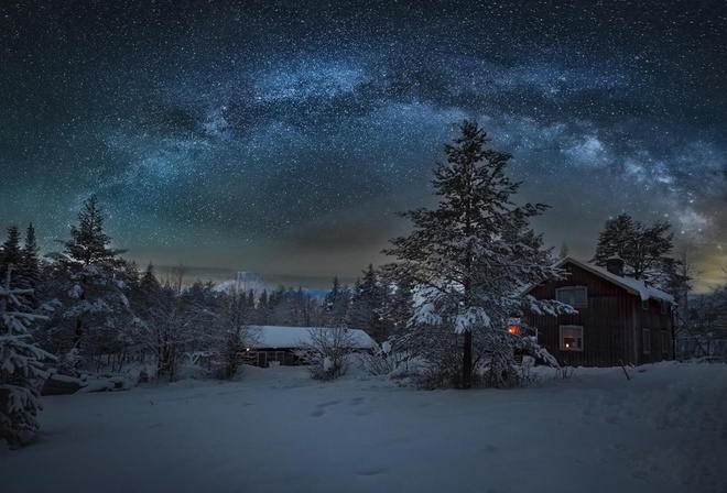 Фото с крыши ночью зимой